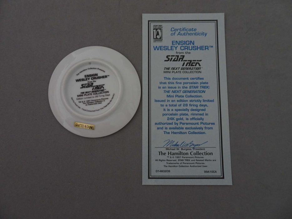 Prato Star Trek Ensign Wesley Crusher com certificado de autenticidade