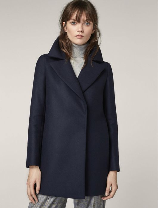 Пальто Massimo Dutti синього кольору