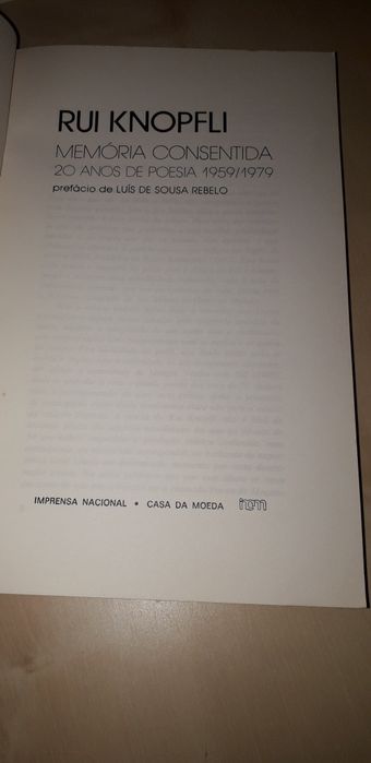 Memória Consentida, 20 Anos da Poesia - Rui Knopfli