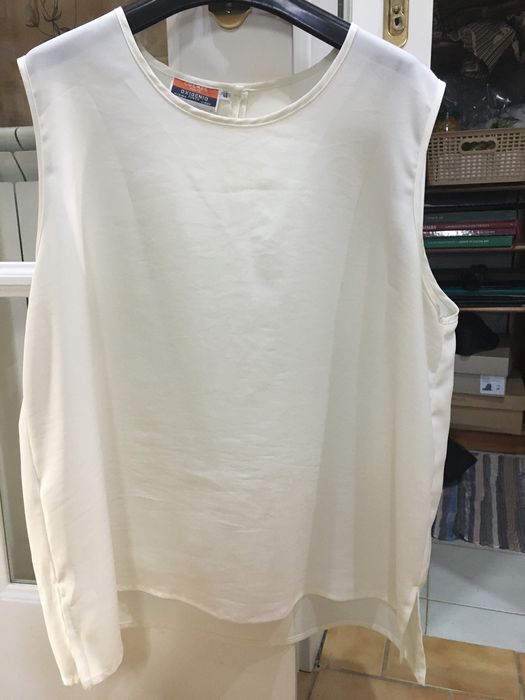 Top de manga cavada, branco pérola, tamanho 46 (XL), marca OXIGÉNIO