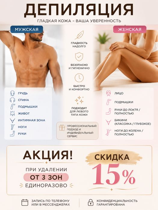 Депиляция мужская и женская