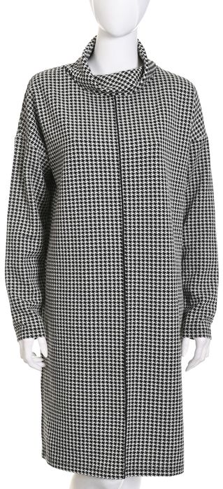 OPUS oversizowa czarno-biała sukienka midi w pepitkę długi rękaw r. 42