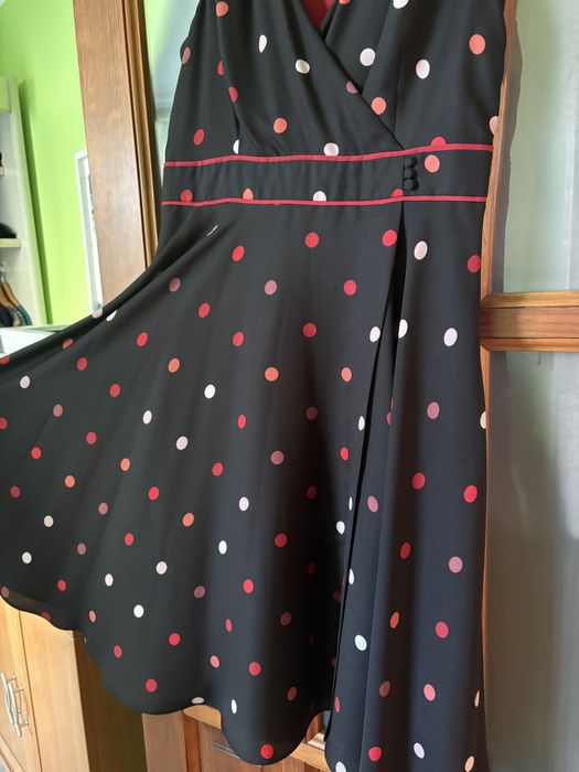 Czarna sukienka w groszki moonson rozm 42 XL