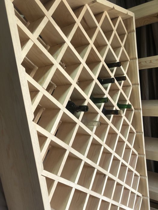 Regał stojak na wino duży lite drewno