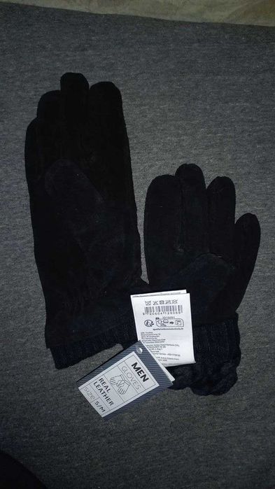 рукавиці чоловічі зимові шкіряні замшеві на штучном хутре,розмір S/M