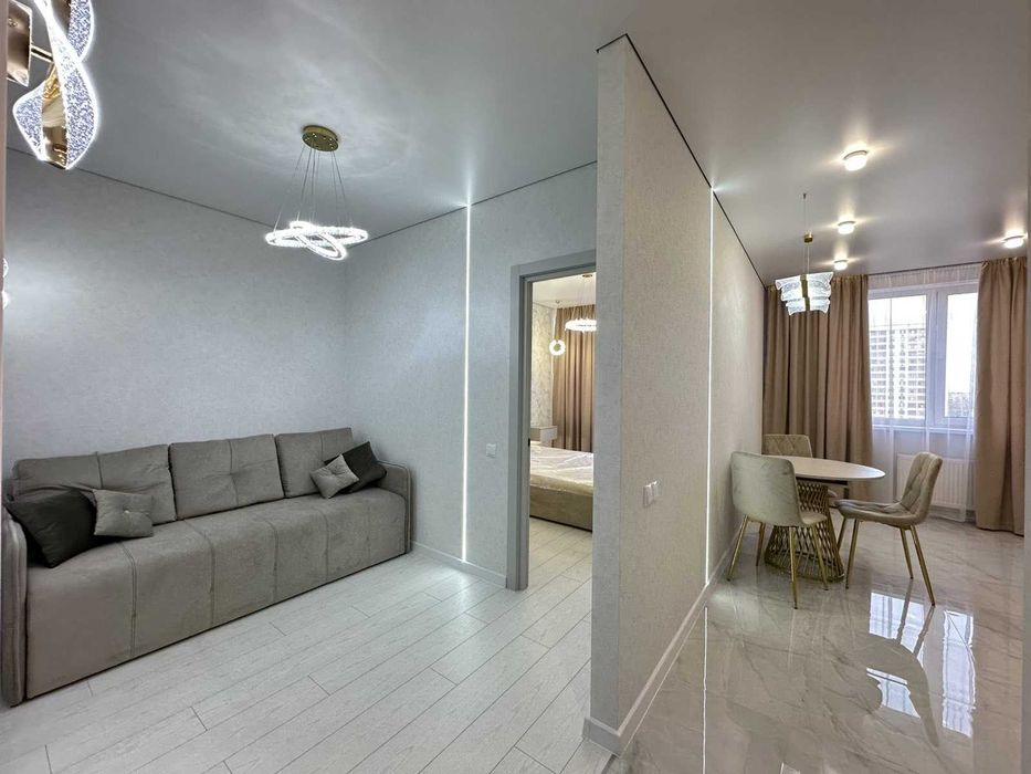 Евродвушка с ремонтом, мебелью и техникой в ЖК 53 жемчужина. Вид моря