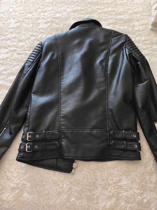 Blusão biker efeito pele preto homem Zara