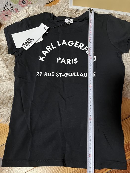 Karl Lagerfeld t-shirt koszulka czarna napisem r XS przyjemny materiał