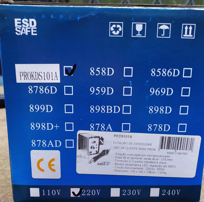 Estação de Dessoldar e Soldar SMDs a Ar Quente 650w - Prok