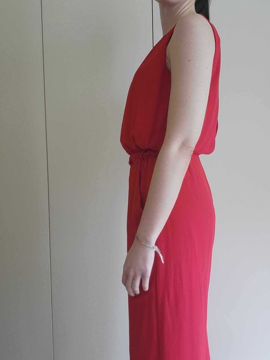 Macacão Vermelho Caviado com Bolsos