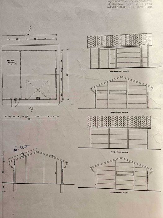 Działka z domem (stan surowy otwarty).