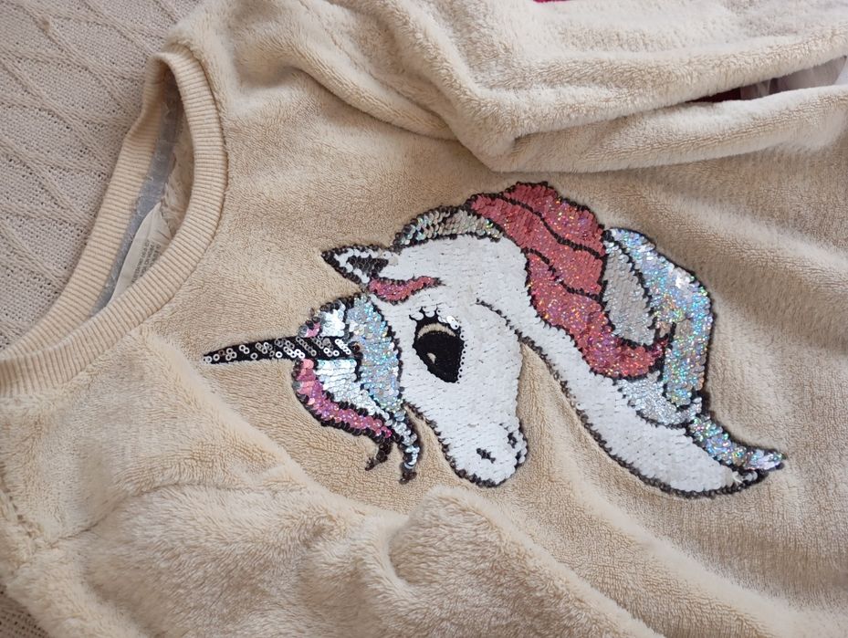 H&M Jaskrawy komplet dla dziewczynki z kucykami i jednorożcami