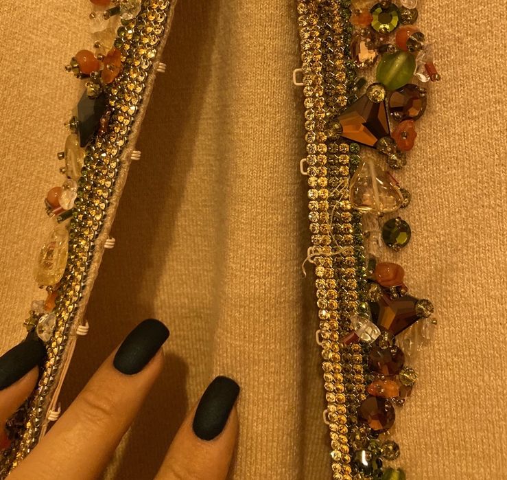 Кашемировая кофта кардиган с вышивкой бисер