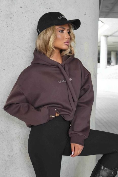 La monne hitowa bluza skrzydła seraph hoodie czekolada