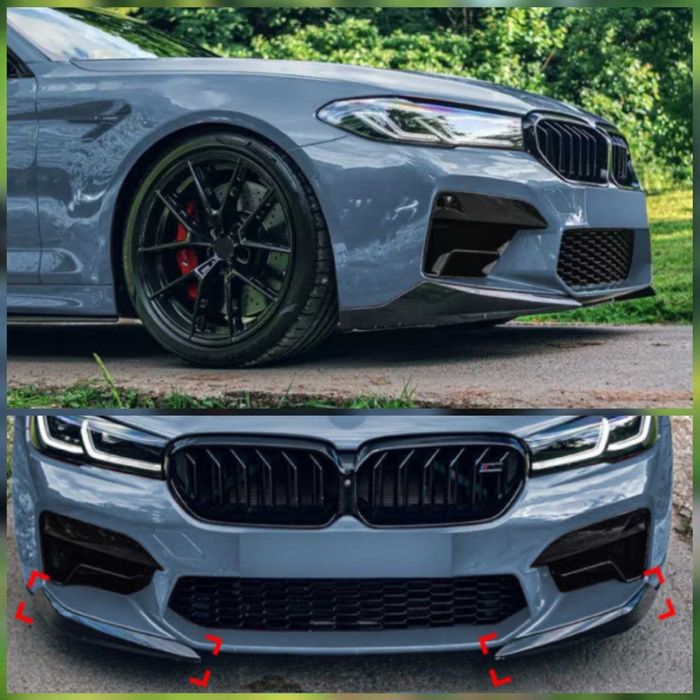 Сплиттер зубцы на BMW F90 M5 LCI 21-24 диффузор спойлер губа сплiтер
