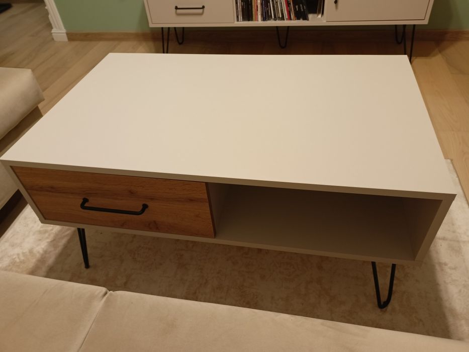 Stolik kawowy kaszmir + szuflada dąb wotan