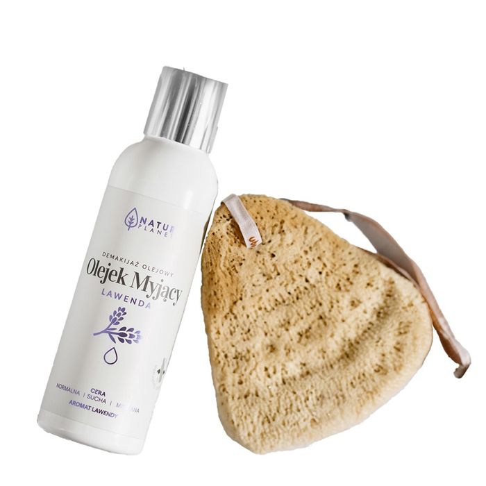 Natur Planet Duet idealny olejek myjący lawendowy + gąbka do twarzy