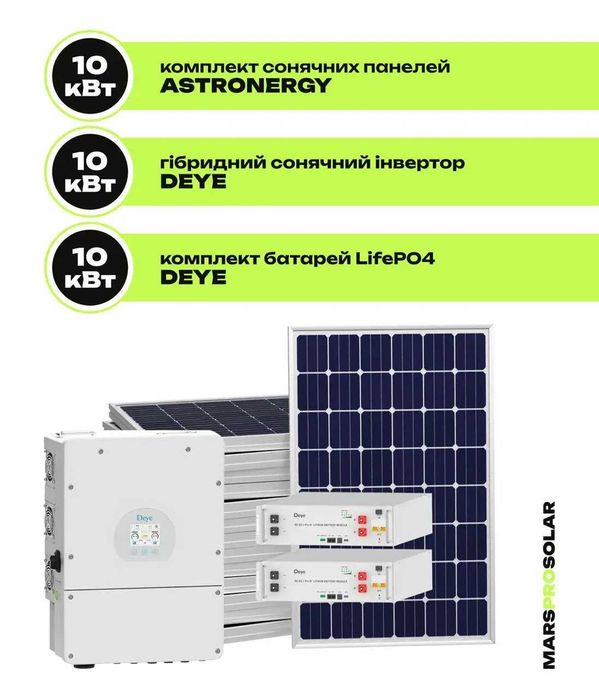 Комплект сонячної електростанції на 10 квт СЕС