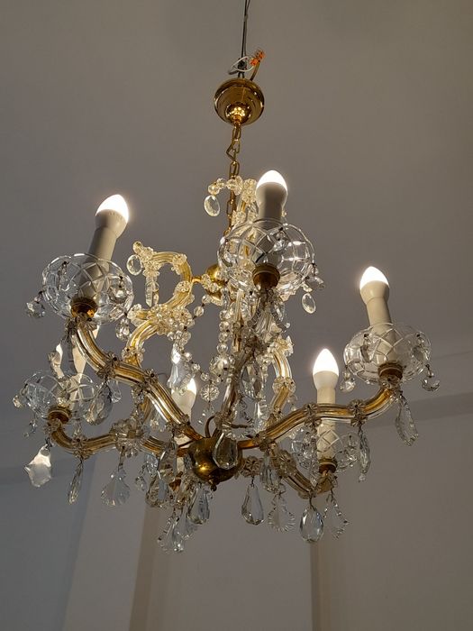 Candeeiro tecto - Lustre Vintage- candelabro em cristal - Maria Teresa