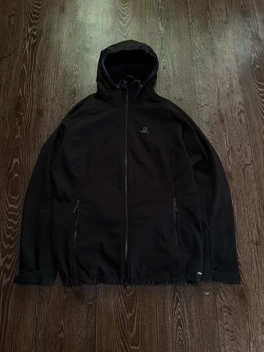 Чоловіча горнолижна куртка Salomon Softshell (Софтшелл) з капюшоном, чорна