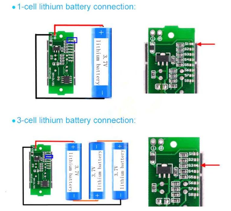 Индикатор уровня заряда Li-ion аккумулятора 1s 2s 3s 4s 5s 6s 7s 8s