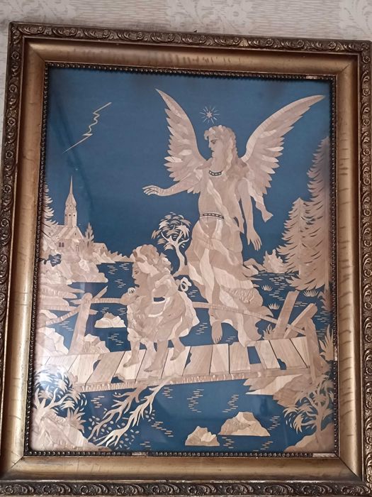 Piękny obraz słomkowy Anioł czuwający