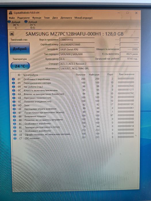 Ssd Samsung 128gb sata3 Стан гарний Ссд диск для ноутбука або системного блока