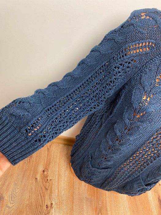 Sweter prześwitujący siateczka M/L narzutka z dziurkami sweter