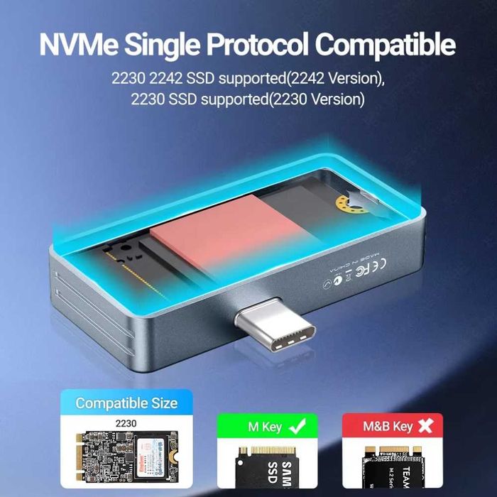 Зовнішній адаптер JEYI M.2 NVMe 2230 PCIe SSD to USB 3.2