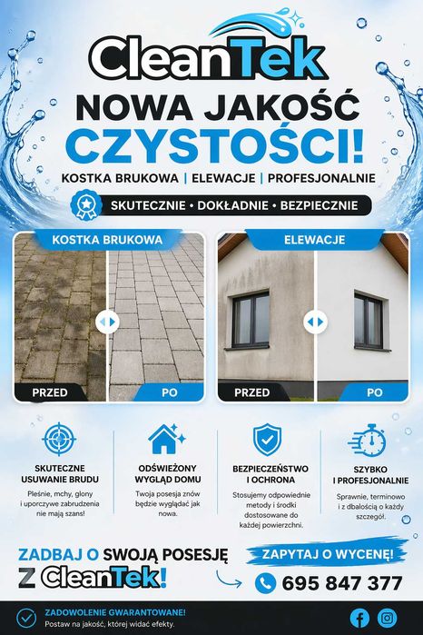 Mycie kostki brukowej i elewacji.