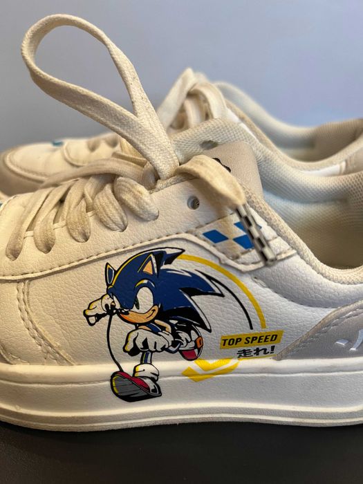 Wyjątkowe adidasy Sonic Zara, skórzane, białe, ok 20,5 cm wkładka