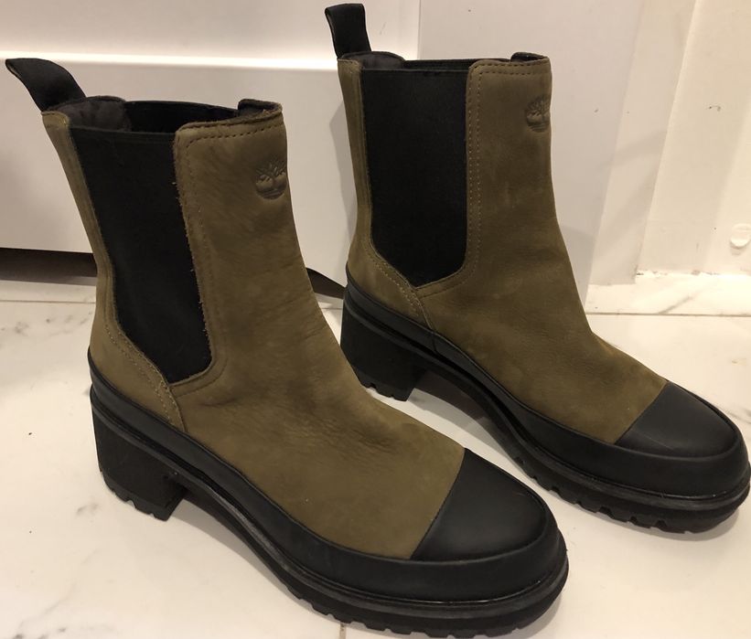 Timberland botki jesienne skórzane khaki czerń 40