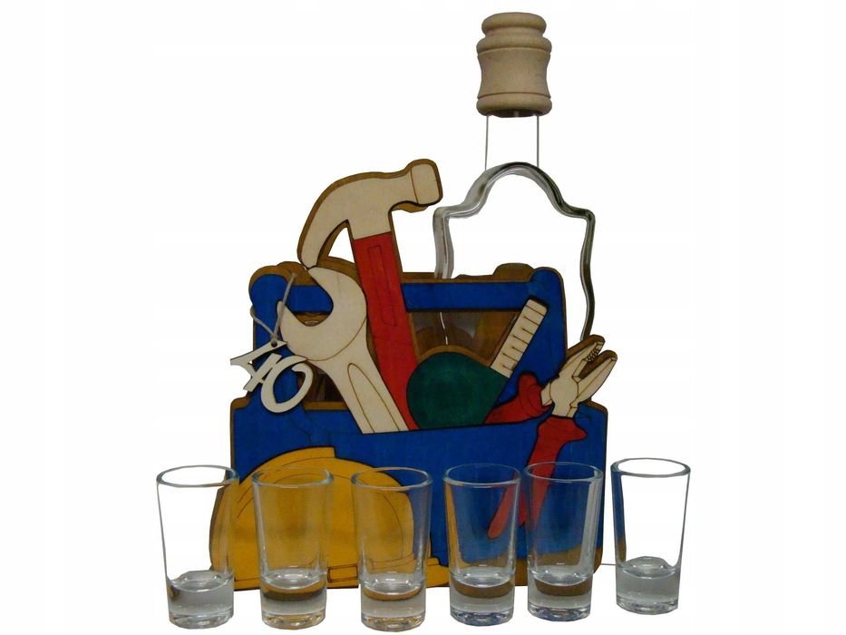 Karafka na alkohol Prezent na 30 40 50 urodziny budowlaniec majster