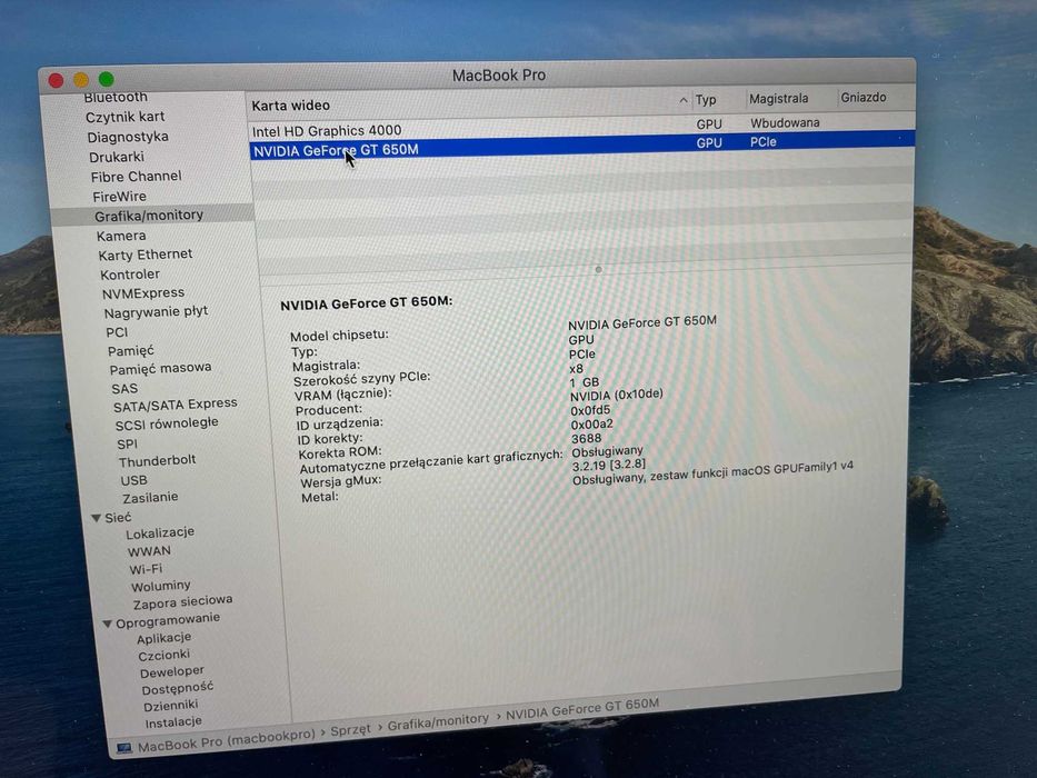 MacBook Pro A1398 Core i7 16GB Grafika Intel/Nvidia