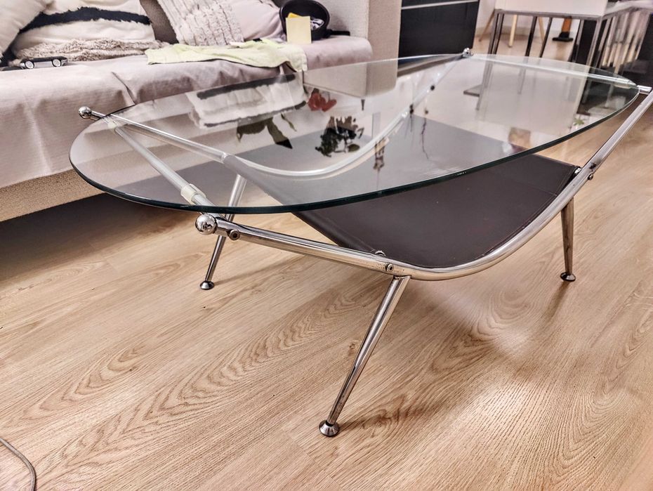 Mesa de Centro Vintage "Scarabee" (Habitat) – Vidro e Cromado