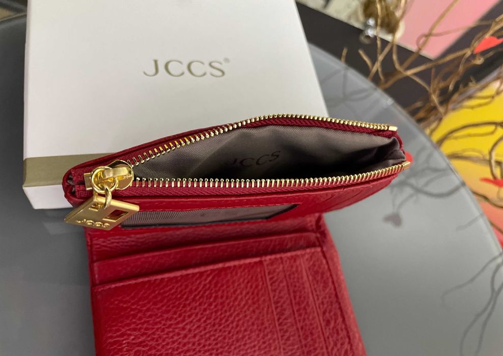 Жіночий шкіряний гаманець JCCS червоний маленький