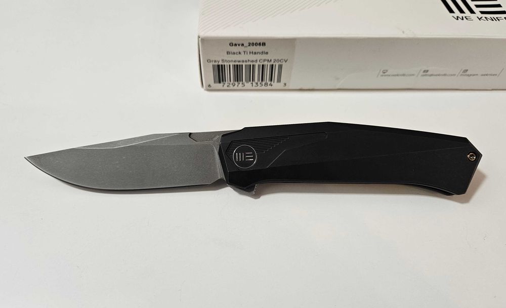 Nóż składany WE Knife Gava Black Titanium, Gray Stonewashed CPM 20CV