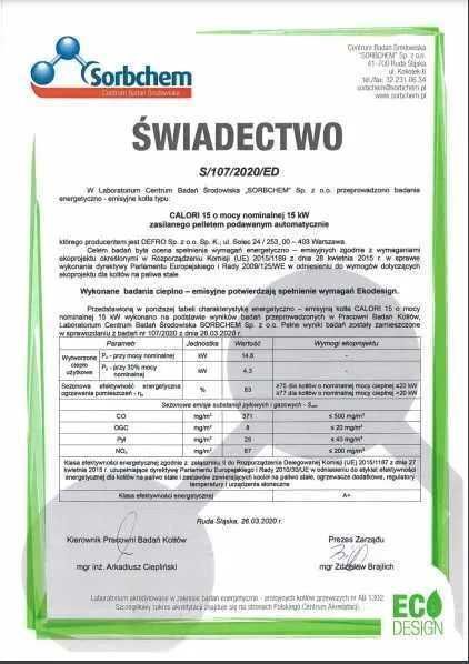 Kocioł piec Defro Calori 15kw piec na pellet