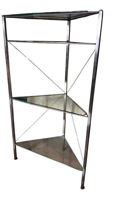 Estante de esquina inox e vidro