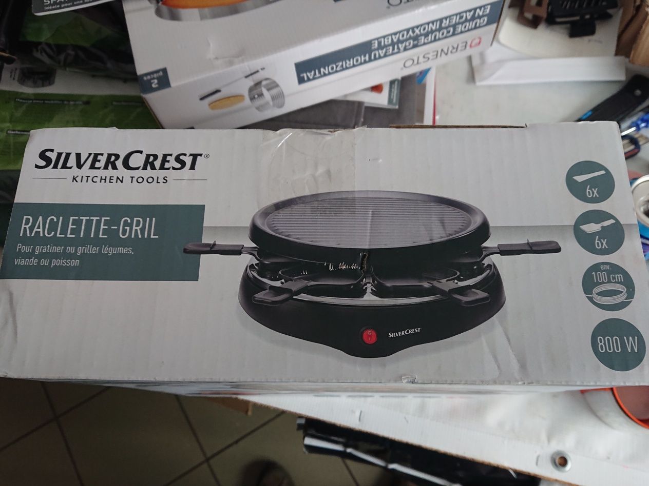 GRILL ELEKTRYCZNY Raclette Rakleta 800W SilverCrest czarny 800W 12 el.  Kiełpino •