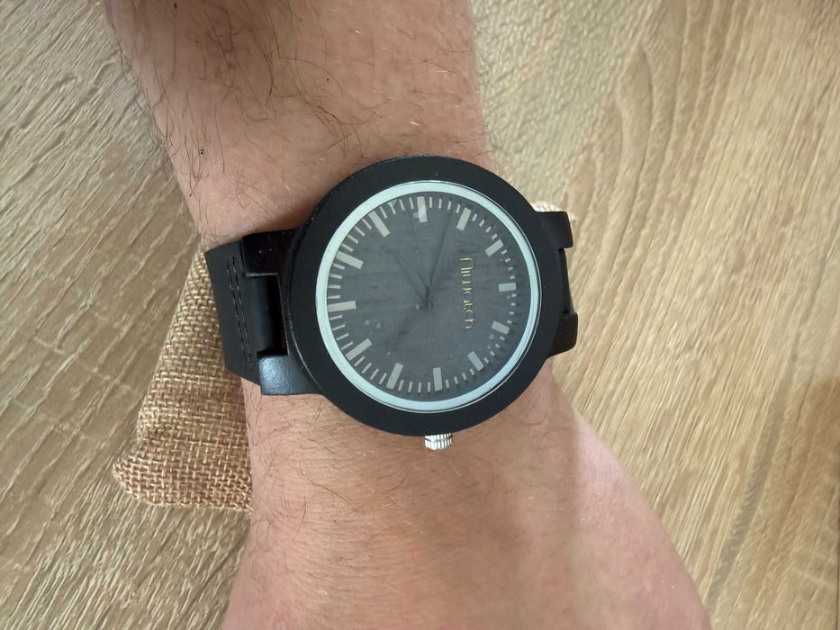 NOWY Zegarek Drewniany NIWATCH Czarny Heban Skóra Prezent Boho