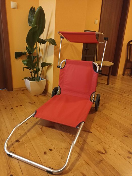 Składany leżak plażowy czerwony