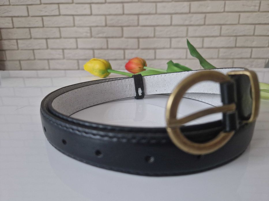 Czarny klasyczny pasek 100 cm casualowy modny damski do spodni