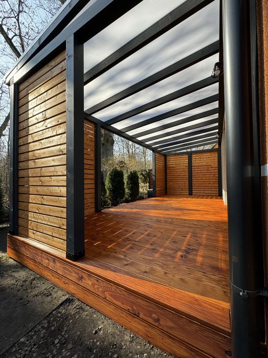 Tarasy, wiaty garażowe, zadaszenia tarasów, pomieszczenia gospodarcze