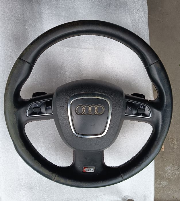 Kierownica multifunkcja chrom łopatki manetki F1 DSG Airbag skóra Audi S5 8T A4 B7 B8 A6 C6 A8 D3 Q7