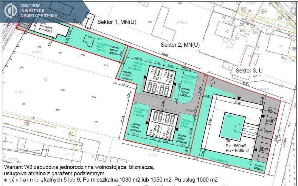 Działka mieszkaniowo usługowa pod miejscowym plane