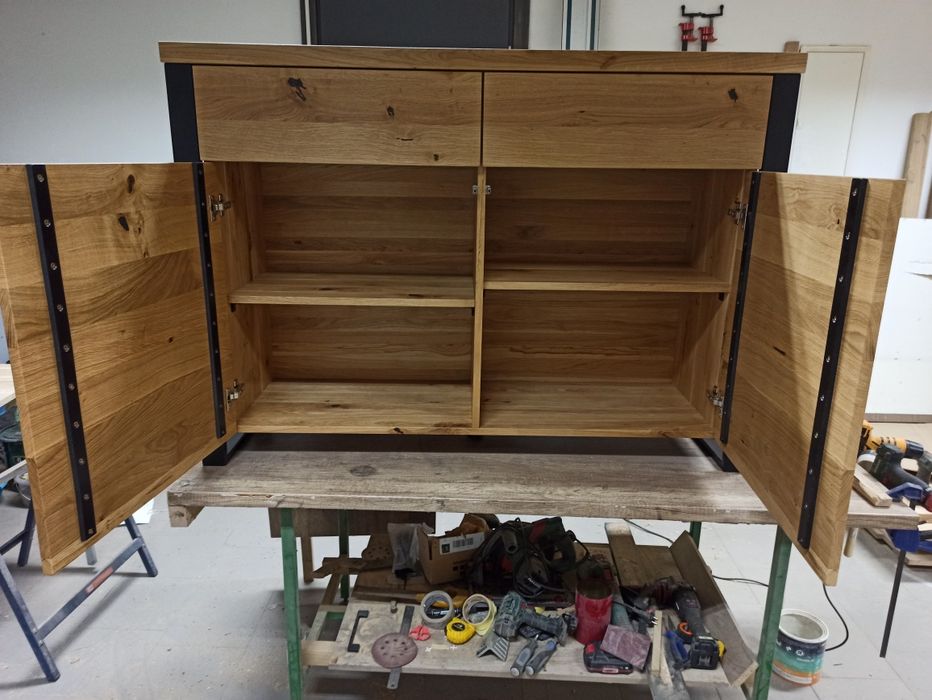 Komoda loft, lity dąb, szafka, Rtv