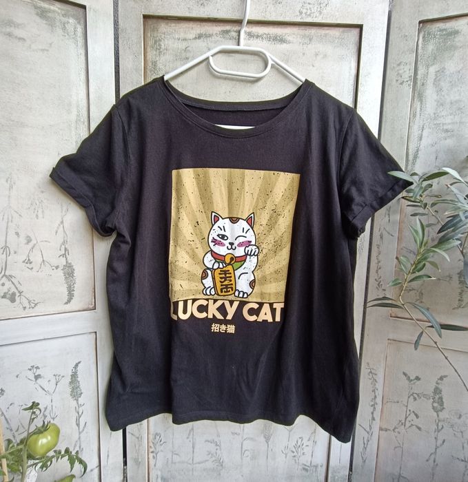 M L biust 52x2 styl japoński streetwear lucky cat Maneki-neko