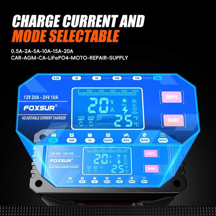 Зарядное устройство Foxsur FAC-200 12V-20A/24V-10A