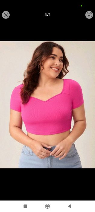 T-shirt cropped top rosa Nova - tamanho 48
